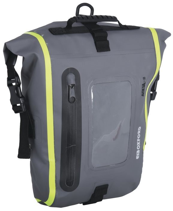 OXFORD Tankvak na motocykel Aqua M8 (čierny/sivý/žltý fluo, s magnetickou základňou, objem 8 l)