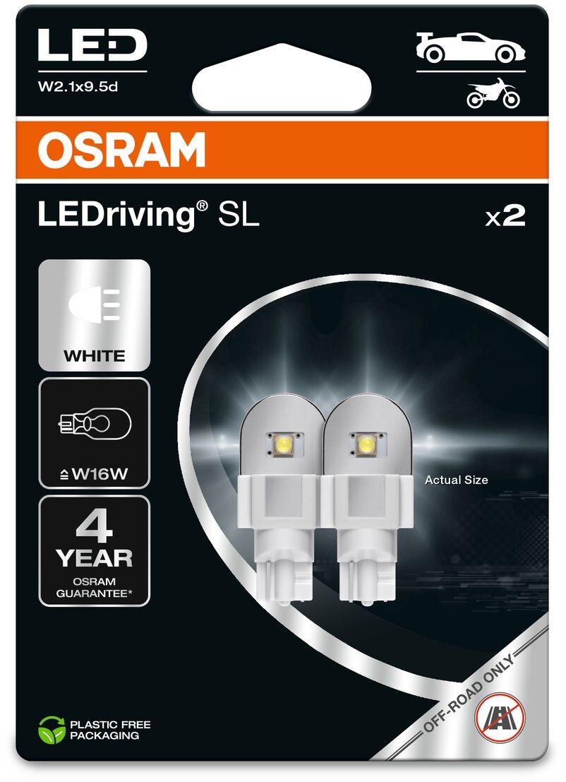 OSRAM LEDriving SL W16W Studenobiela 6000 K 12 V dva kusy v balení