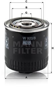 MANN-FILTER W920/8 pre vozidlá SEAT, ŠKODA, VW