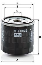 MANN-FILTER W713/36 pre vozidlá FORD, MAZDA