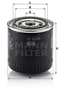 MANN-FILTER W920/6 pre vozidlá DODGE, CHRYSLER, JEEP