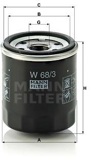 MANN-FILTER W68/3 pre vozidlá CITROËN, DAIHATSU, PEUGEOT, TOYOTA