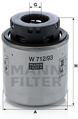 MANN-FILTER W712/93 pre vozidlá AUDI, SEAT, ŠKODA, VW