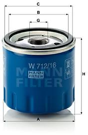 MANN-FILTER W712/16 pre vozidlá ALFA ROMEO, FIAT, LANCIA