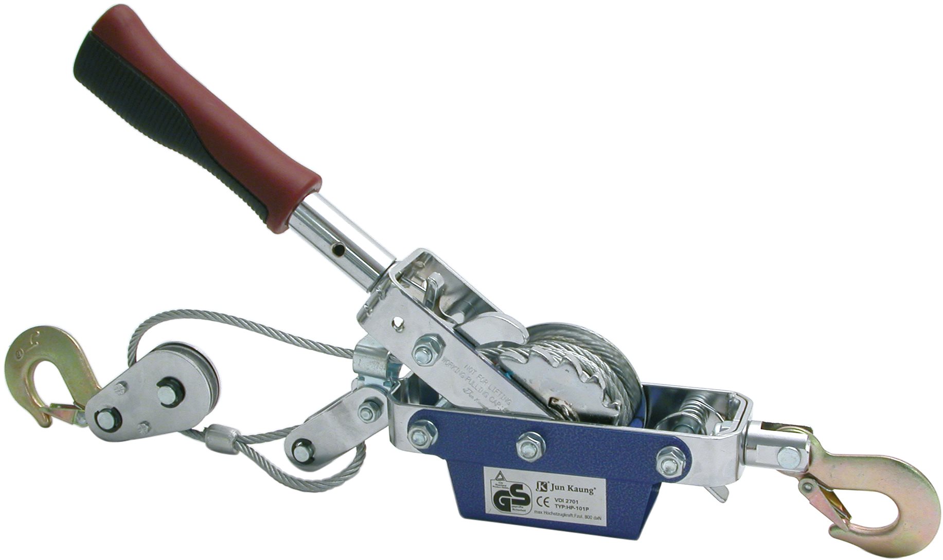 CARPOINT Ručný priťahovací navijak 800daN TUV/GS s lanom a hákom