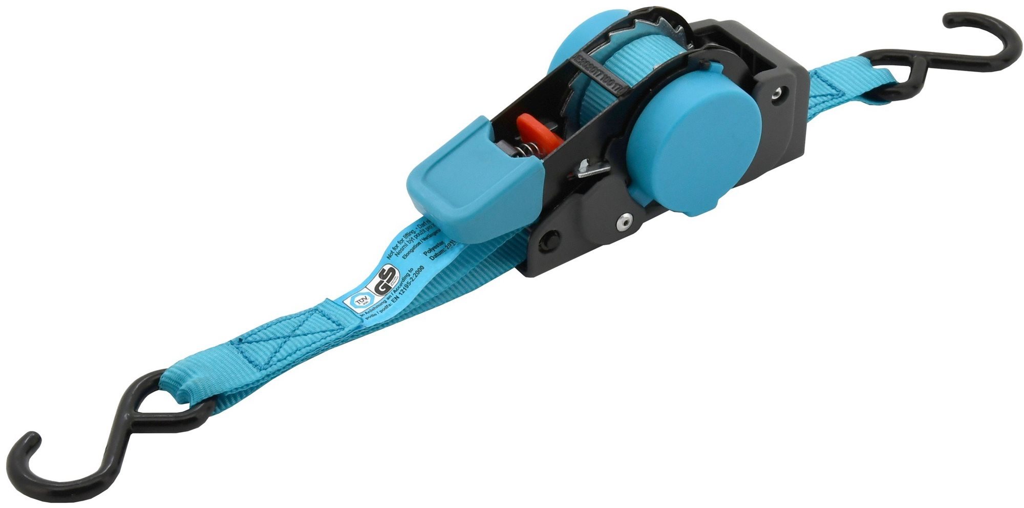 COMPASS Popruh s račnou a hákmi samonavíjací 100 daN 2 m TÜV BLUE WAY