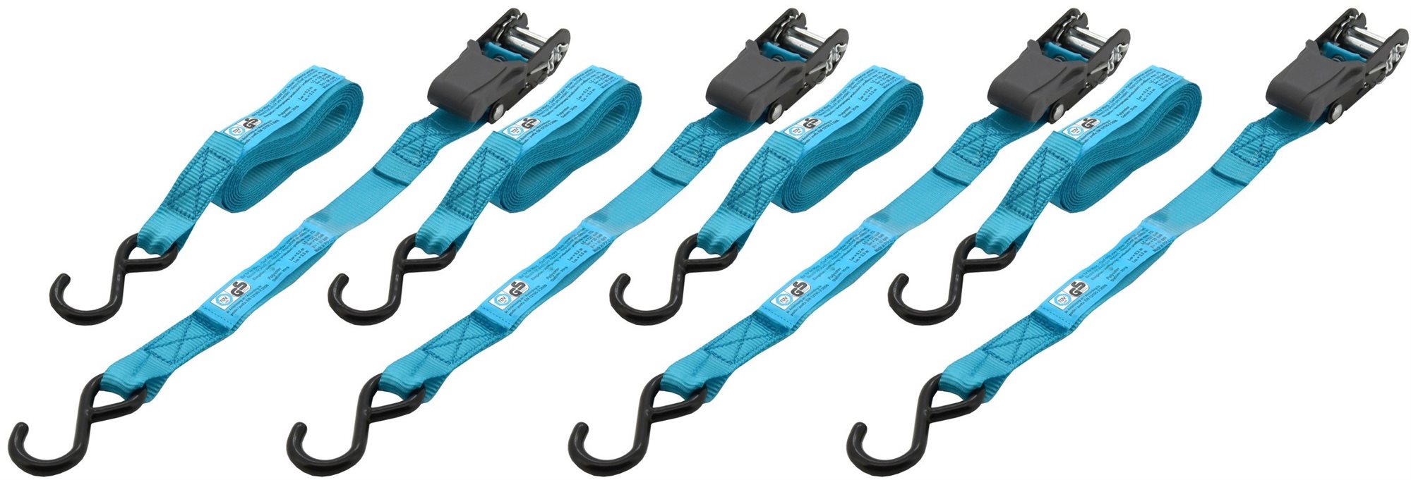 COMPASS Popruh s račnou a hákmi 3,5 m 4 ks TÜV BLUE WAY