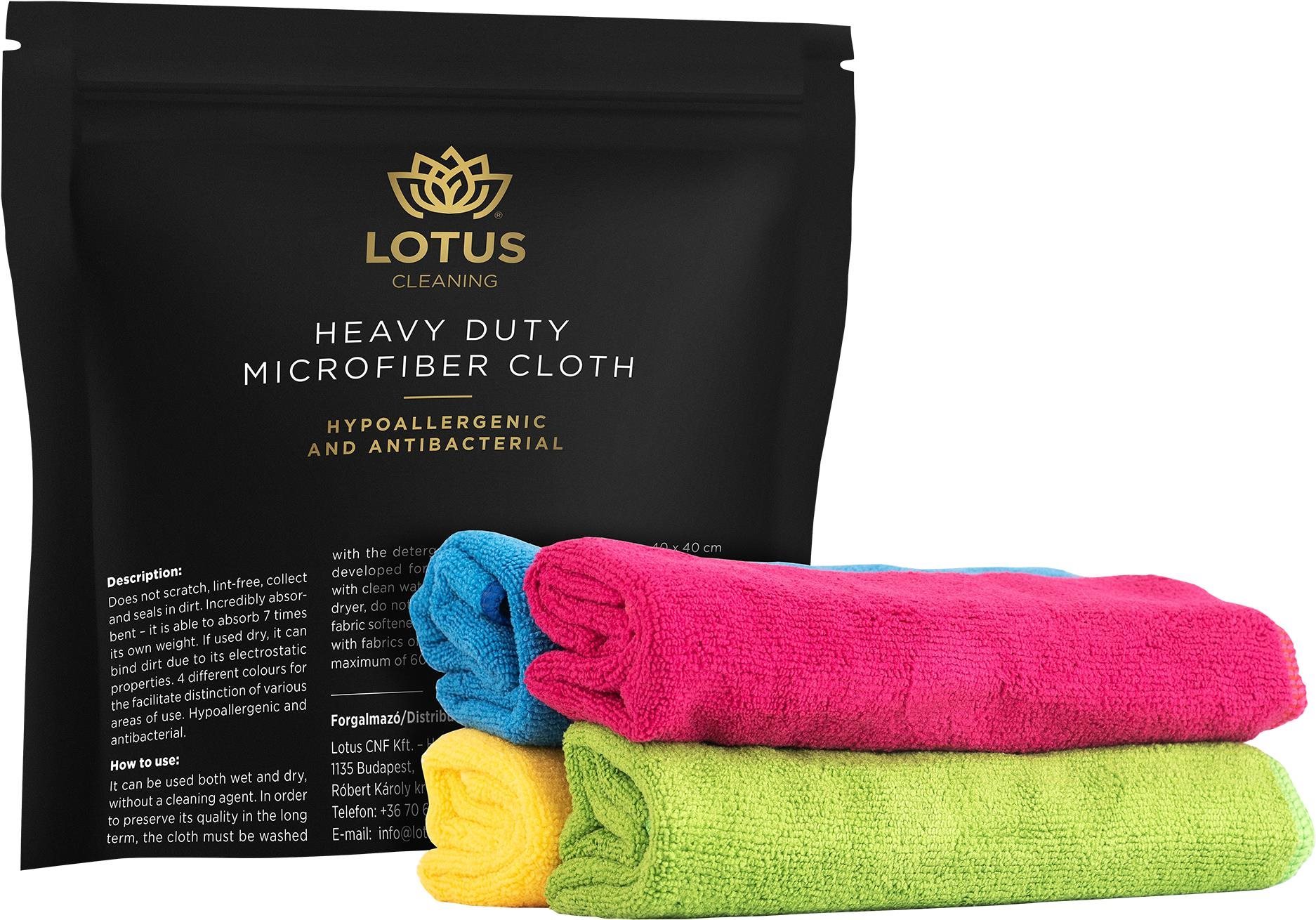 Lotus Heavy Duty Microfiber Cloths 4-color/pack 370 gsm