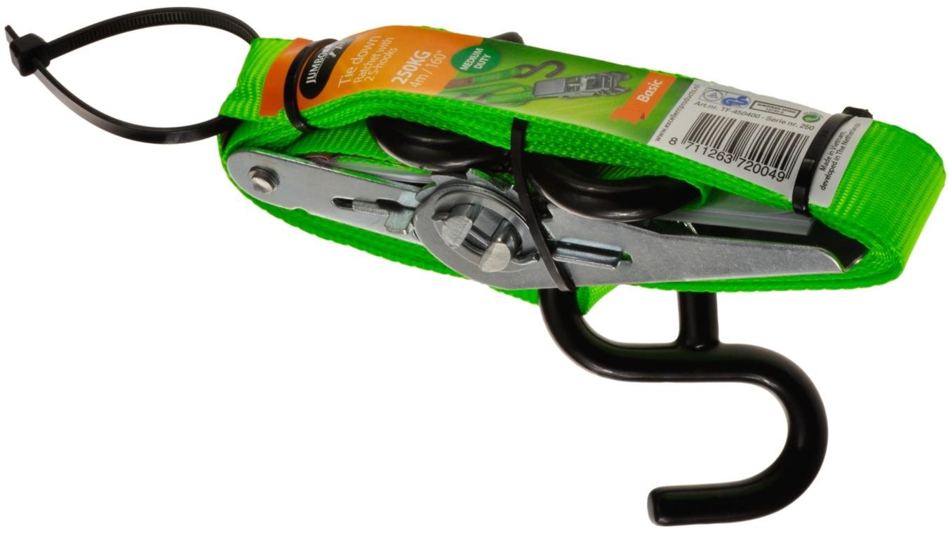 ACI Upínací popruh s račňou, 250 kg, S-háky