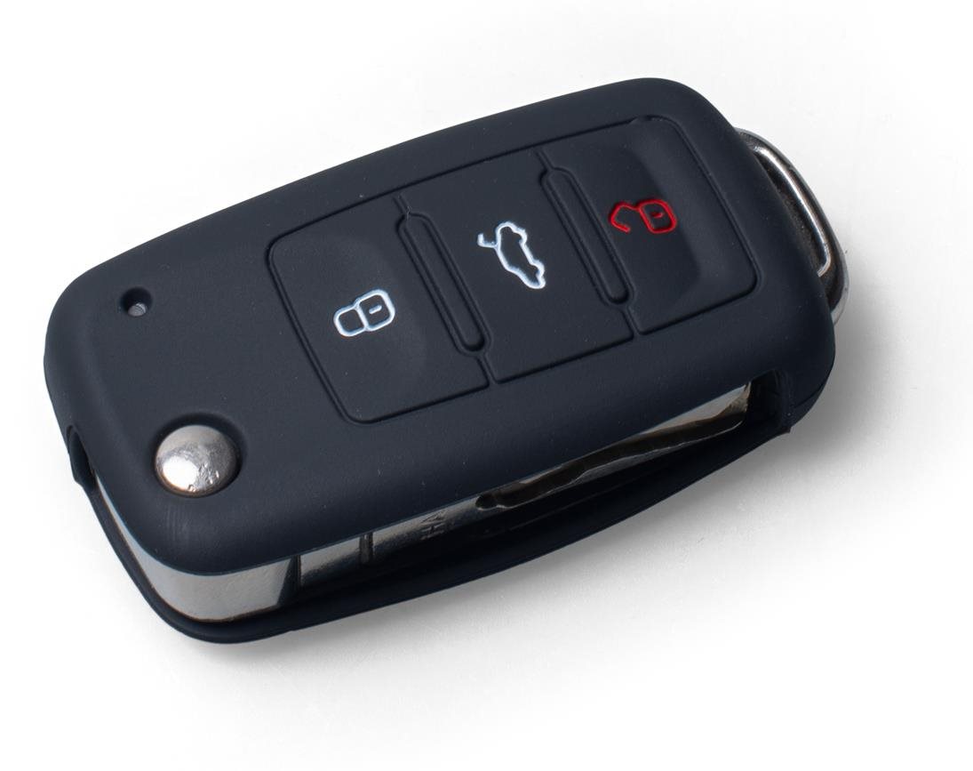 Ochranné silikónové puzdro na kľúč pre VW/Seat/Škoda s vystreľovacím kľúčom, farba čierna