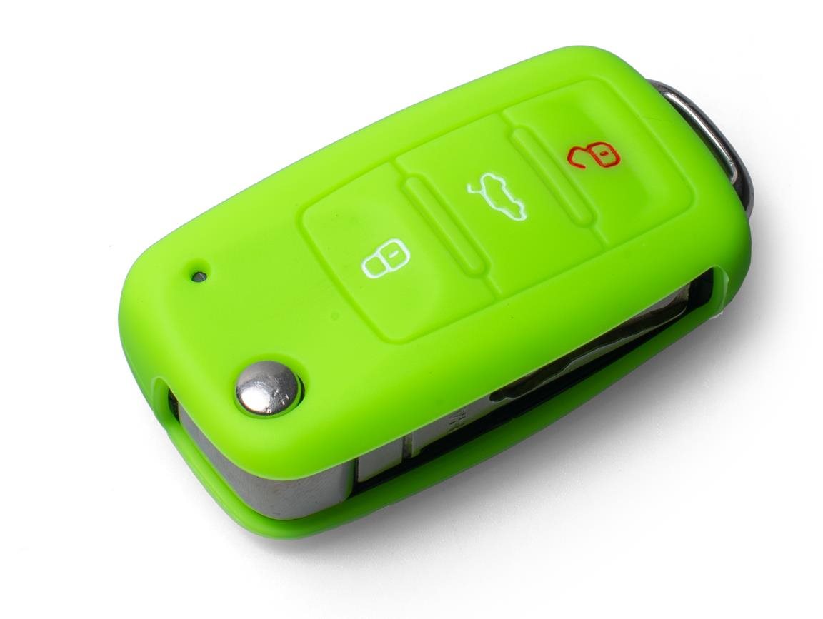 Ochranné silikónové puzdro na kľúč pre VW/Seat/Škoda s vystreľovacím kľúčom, farba zelená