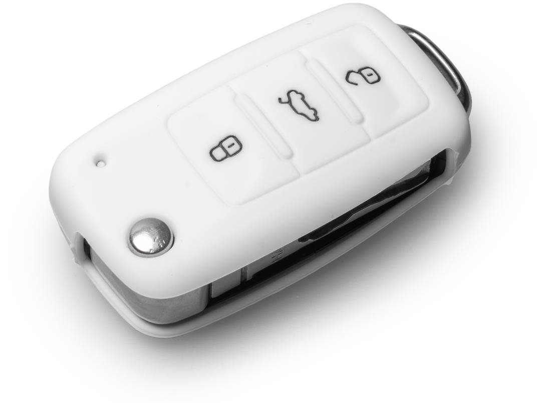 Ochranné silikónové puzdro na kľúč na VW/Seat/Škoda s vystreľovacím kľúčom, farba biela