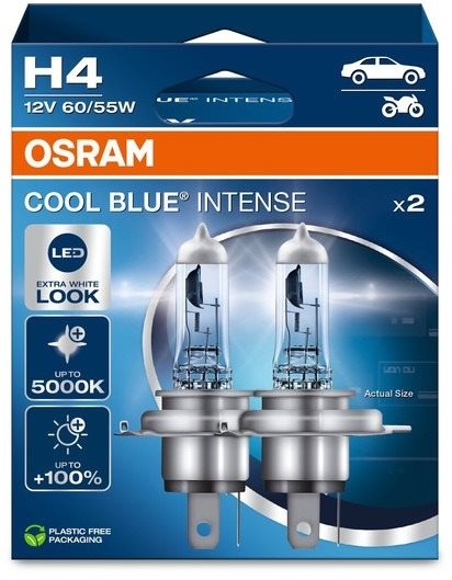 OSRAM H4 Cool Blue Intense, 12 V, 60/55 W, P43t, Duobox