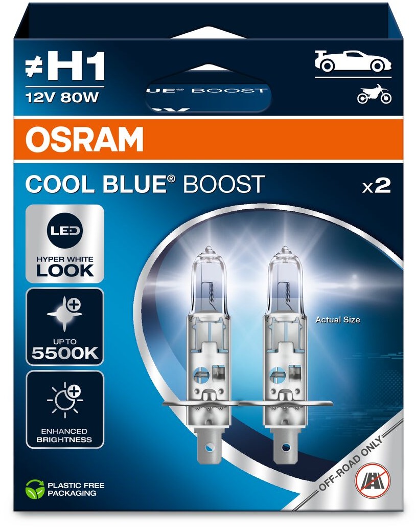 OSRAM Cool Blue Boost „H1“,12 V, 80 W, P14.5s Duobox