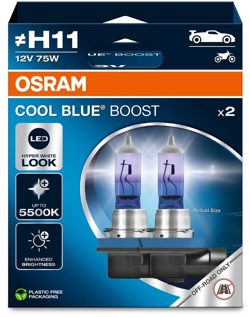 OSRAM Cool Blue Boost H11,12 V, 75 W, PGJ19-2 Duobox