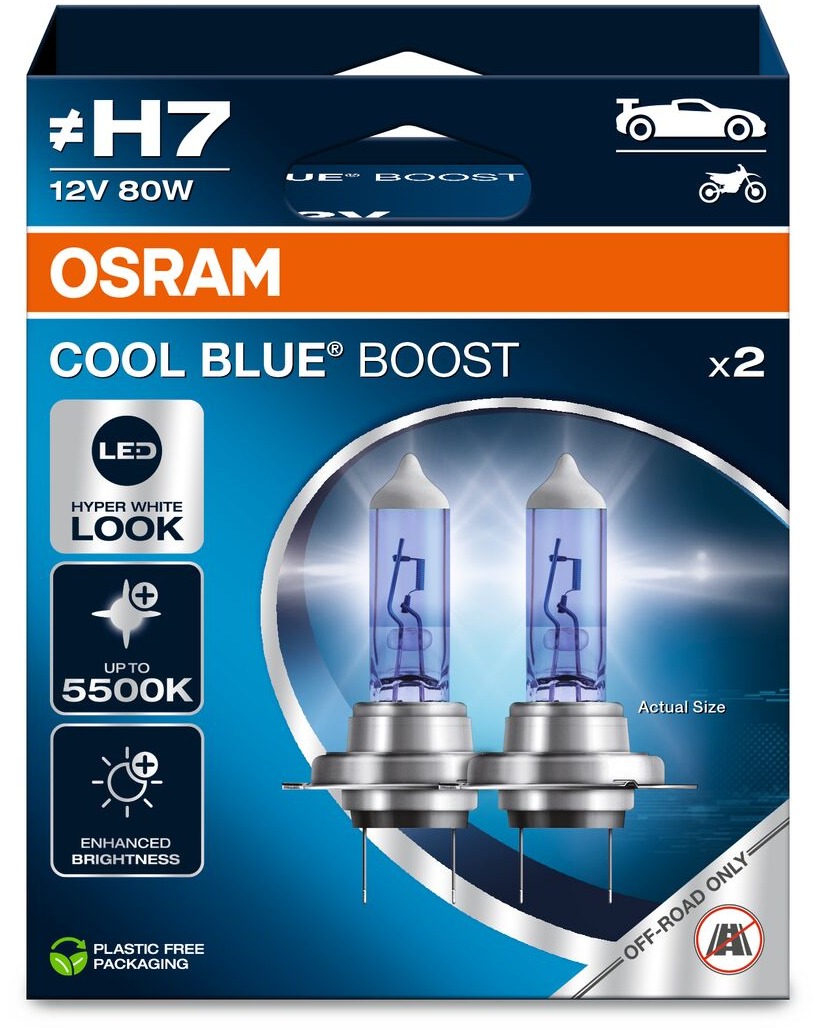 OSRAM Cool Blue Boost, 12 V, 80 W, 2 ks