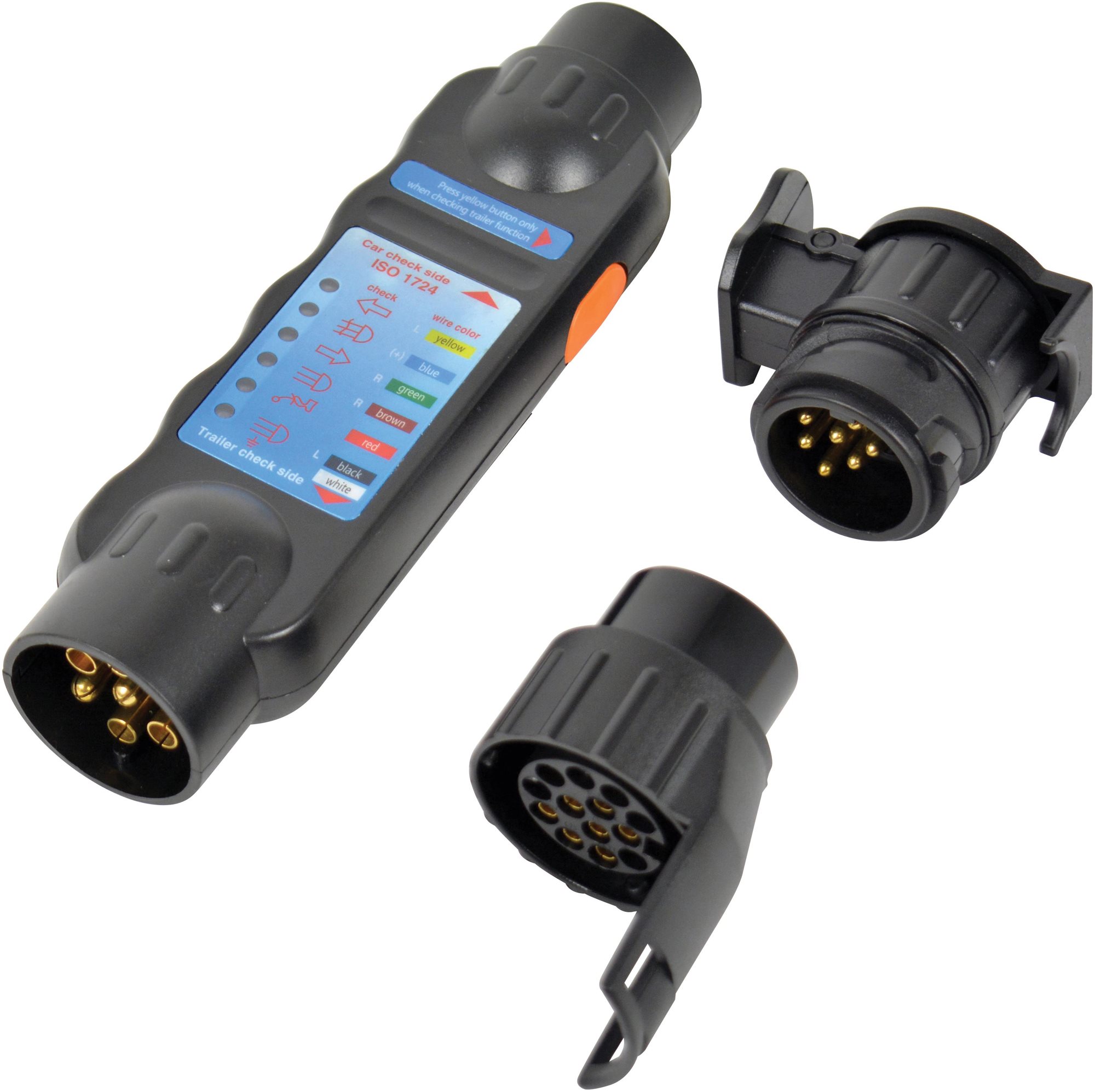 Carpoint Tester zásuvky prívesu ťažného LED 3 v 1 – tester + 2 redukcie