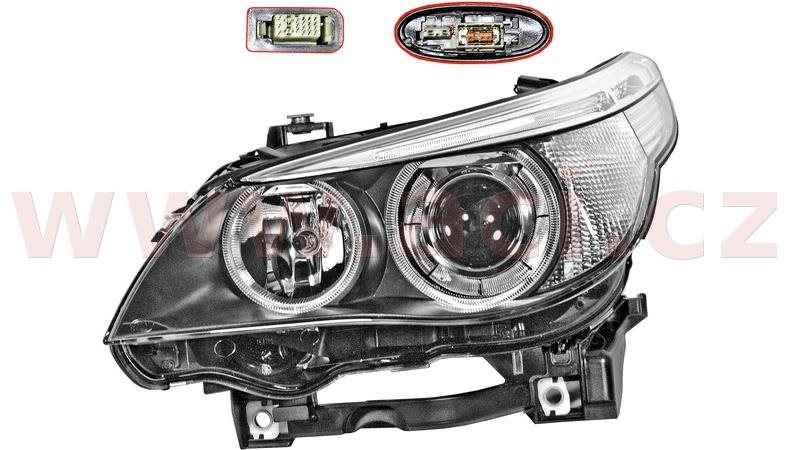 HELLA BMW 5, 03-07 pred. svetlo BI-XENON D1S + H7 natáčacie HEL L