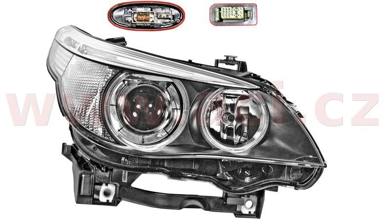 HELLA BMW 5, 03-07 pred. svetlo BI-XENON D1S + H7 natáčacie HEL P