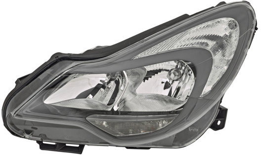 VALEO OPEL Corsa 11- pr. svetlo H7+H1 (el. ovládané + motorček) s denným osvetlením, čierne pozadie (prvo