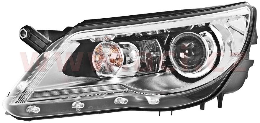 HELLA VW TIGUAN 07 predné svetlo BI-XENON D1S + H7 s natáčaním do zákruty (aut. ovládané) (prvovýroba) L