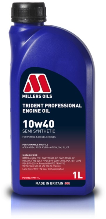Millers Oils Polosyntetický motorový olej Trident Professional 10W-40 1 l