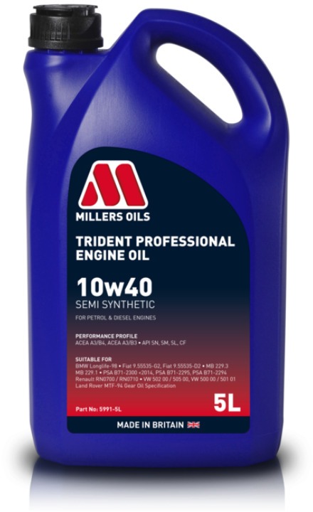 Millers Oils Polosyntetický motorový olej Trident Professional 10W-40 5 l