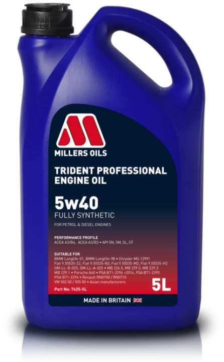 Millers Oils Plne syntetický motorový olej Trident Professional 5W-40 5 l