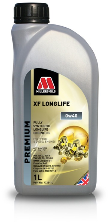 Millers Oils Plně syntetický motorový olej – XF LONGLIFE 0W-40 na moderné benzínové a naftové motor