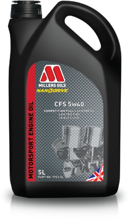 Millers Oils Pretekársky plne syntetický motorový olej NANODRIVE – CFS 5W-40 5 l