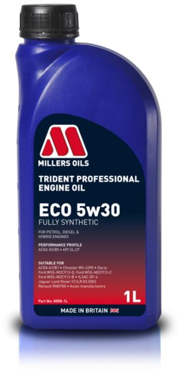 Millers Oils Plne syntetický motorový olej Trident Professional ECO 5w30 1 l vhodný pre moderné benzínové, naftové a hybridné motory