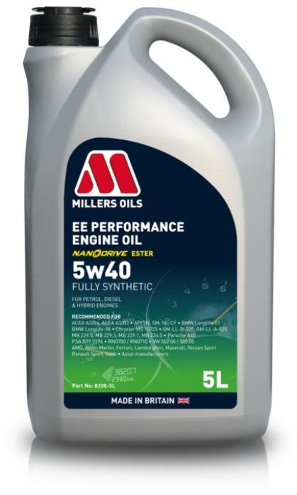 Millers Oils Plne syntetický motorový olej EE Performance 5W-40 5 l s technológiou NANODRIVE