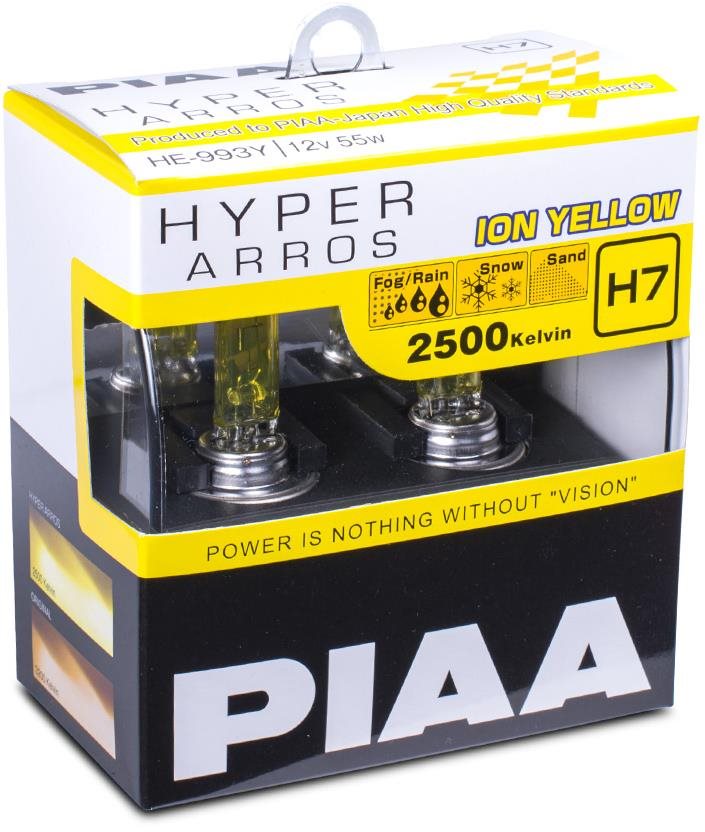 PIAA Hyper Arros Ion Yellow 2500 K H7 –⁠ teplé žlté svetlo 2500 K na použitie v extrémnych podmienkach
