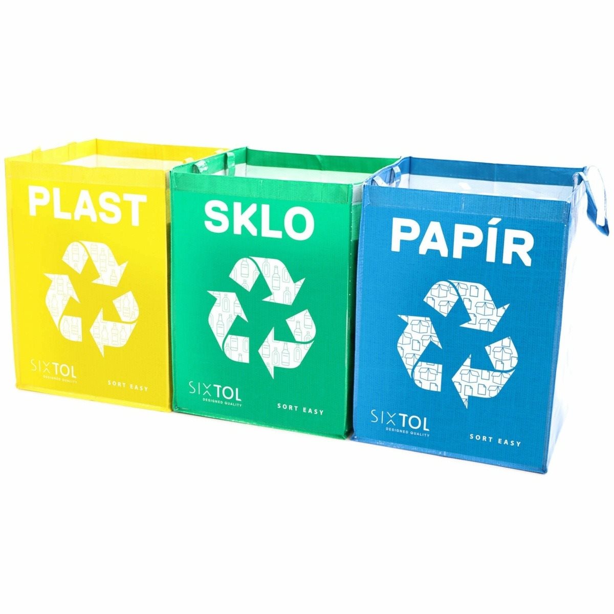 SIXTOL Tašky na triedený odpad SORT EASY 3, 30 × 30 × 40 cm, 3 × 36 l, 3 ks