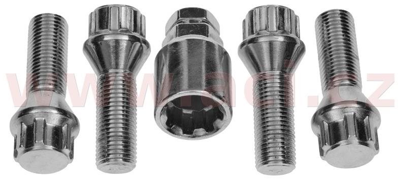 ACI Bezpečnostné skrutky na kolesá, závit M14×1.5, kužeľové sedlo, dĺžka závitu 32 mm (súprava 4 ks)