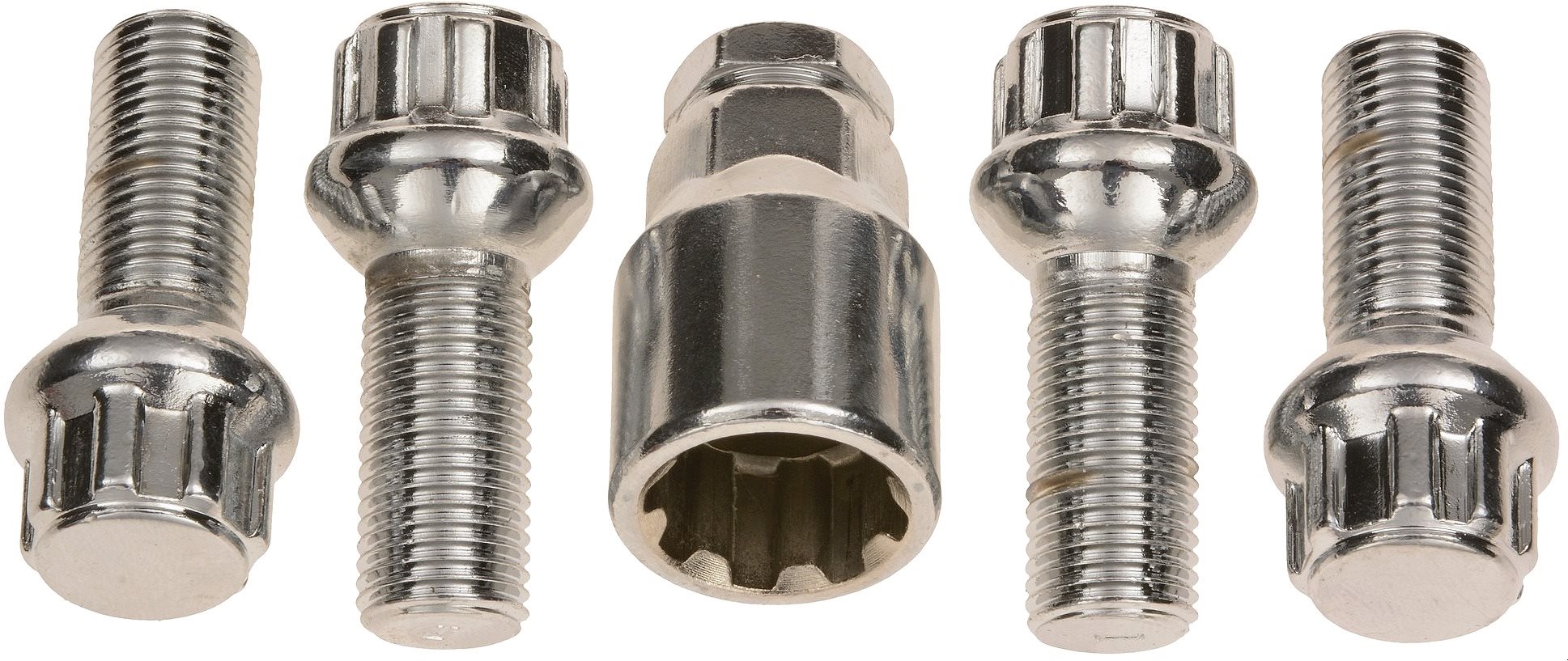 ACI Bezpečnostné skrutky na kolesá, závit M14×1.5, guľové sedlo, dĺžka závitu 27 mm (súprava 4 ks)