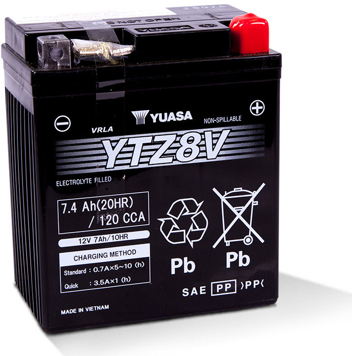 YUASA YTZ8V, 12 V, 7 Ah, 120 A, GEL