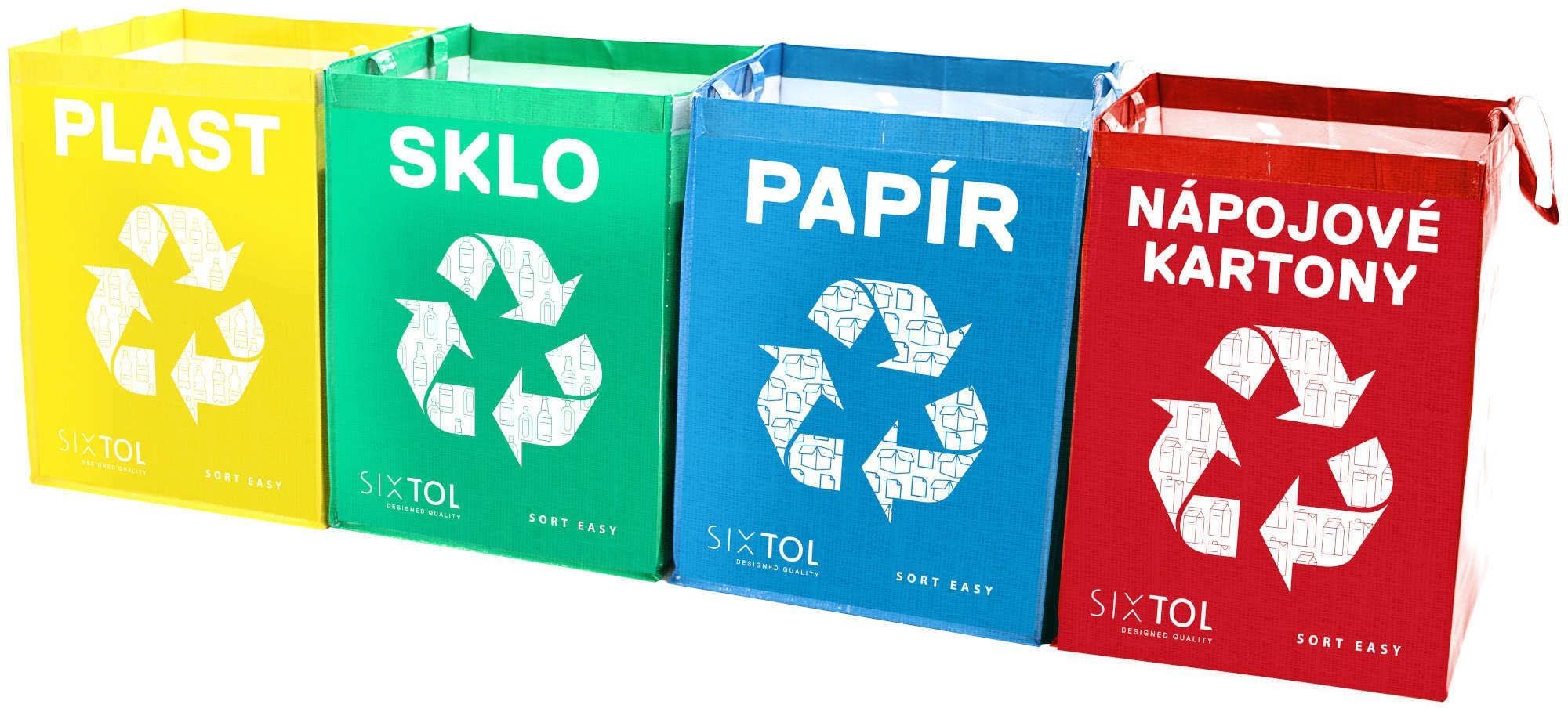 SIXTOL Tašky na triedený odpad SORT EASY 4 CARTON, 30 × 30 × 40 cm, 4× 36 l, 4 ks