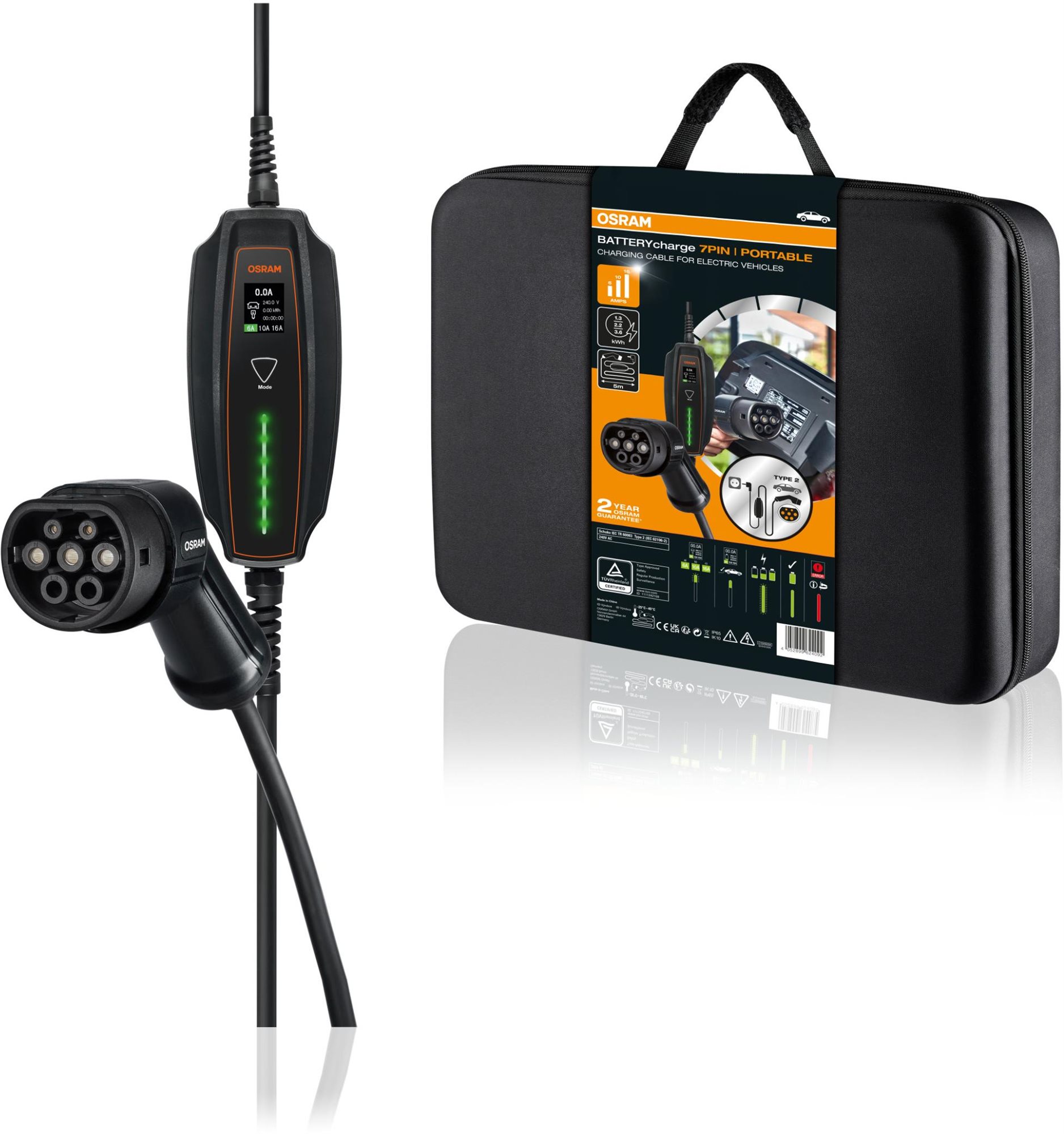 OSRAM nabíjací kábel 230 V/typ2, 6/10/16 A, OPC20A05