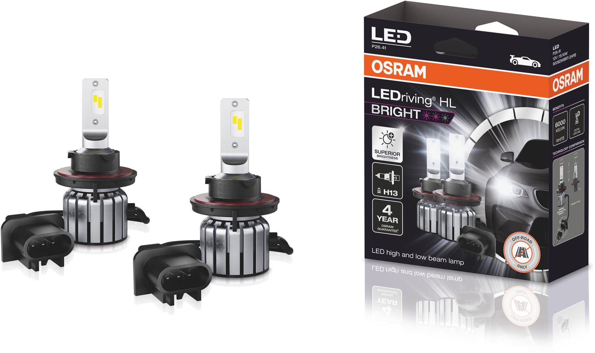 OSRAM LEDriving HL BRIGHT +300 % "H13" 12 V