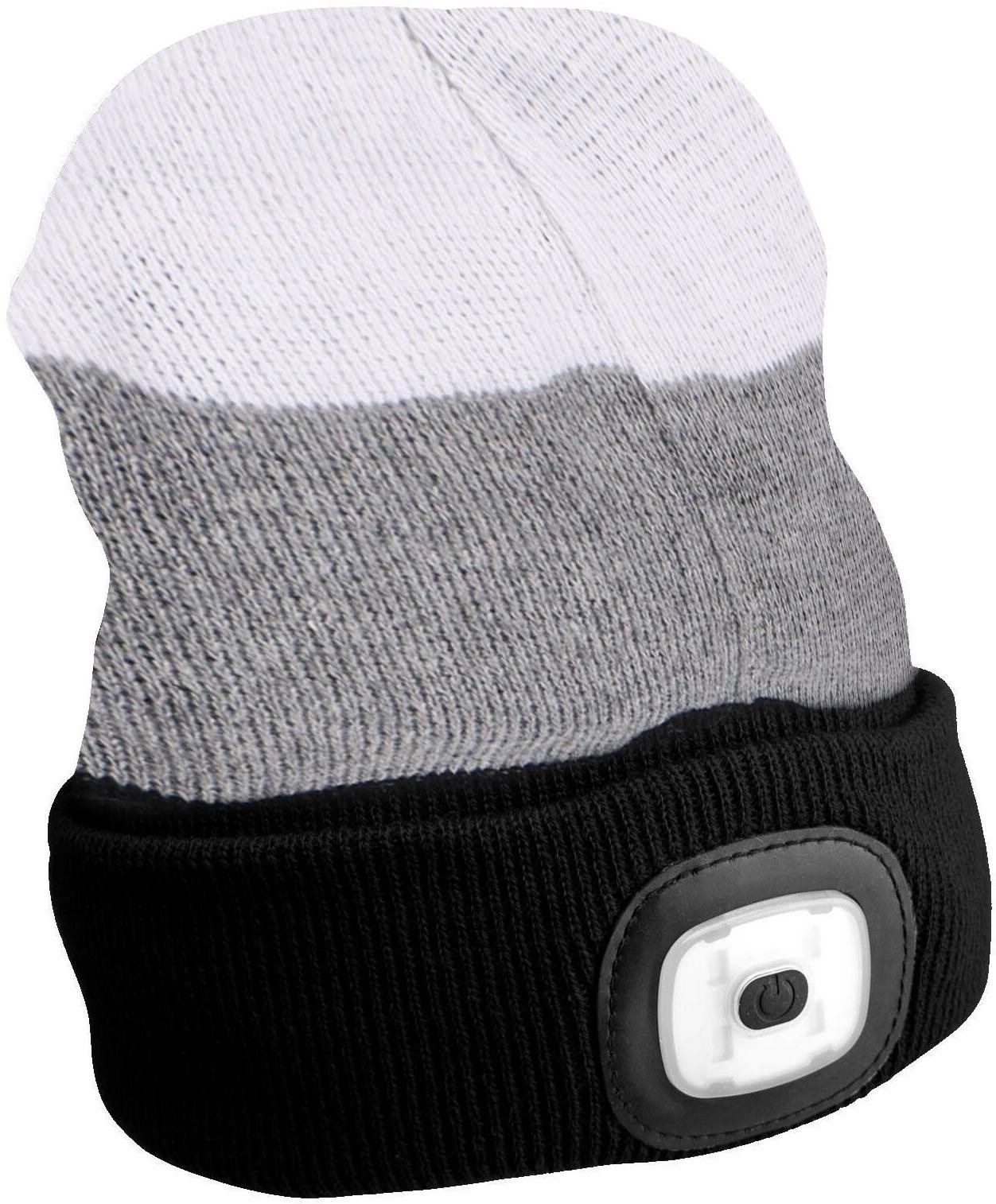 SIXTOL čiapka s čelovkou 180 lm, nabíjacia, USB, univerzálna veľkosť, bavlna/PE, čierna/sivá/biela