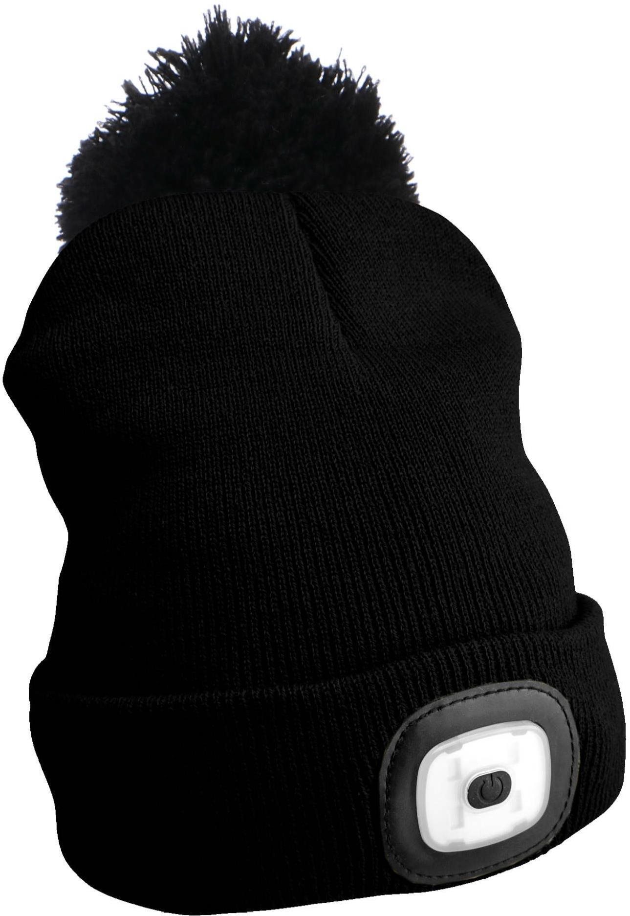 SIXTOL čiapka s čelovkou 180 lm, nabíjacia, USB, univerzálna veľkosť, bavlna/PE, čierna s brmbolcom
