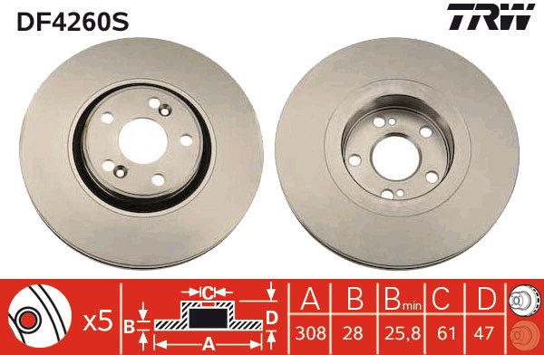 TRW Brzdový kotúč DF4260S sada 2 ks