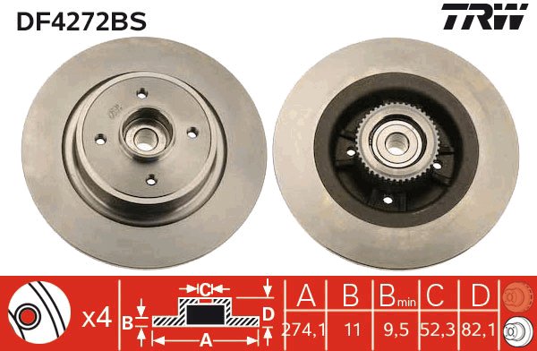 TRW Brzdový kotúč DF4272BS sada 2 ks
