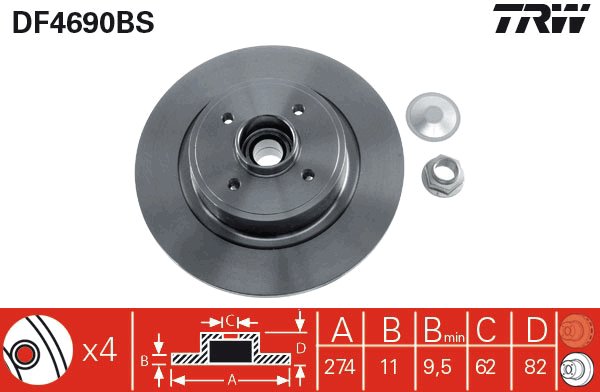 TRW Brzdový kotúč DF4690BS sada 2 ks
