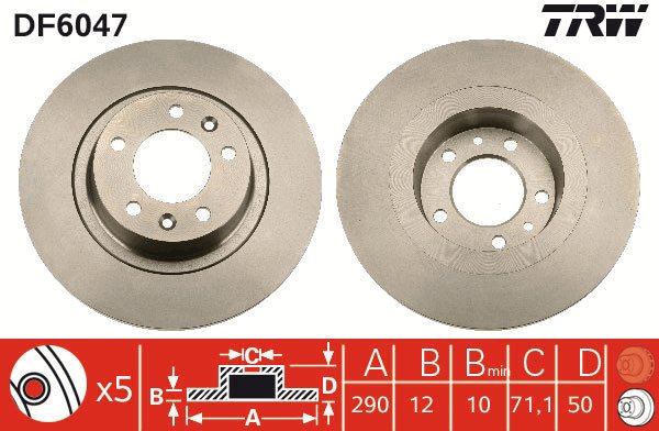 TRW Brzdový kotúč DF6047 sada 2 ks