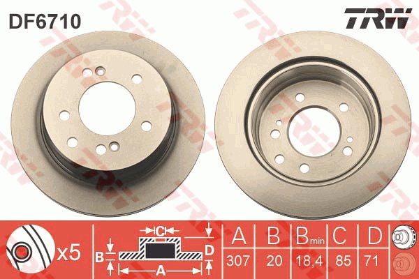 TRW Brzdový kotúč DF6710 súprava 2 ks