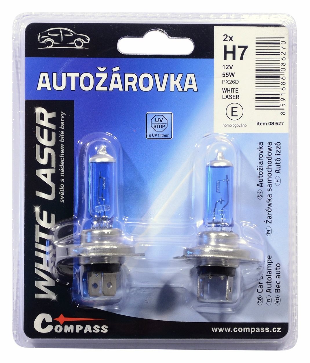 COMPASS Žiarovka 12V H7 55W PX26d WHITE LASER 2ks