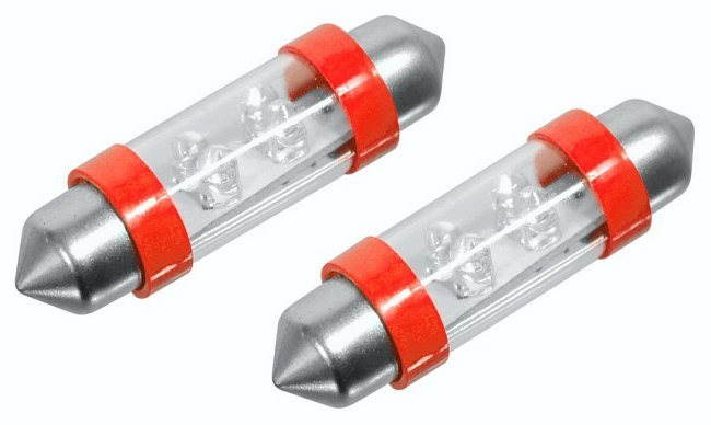 COMPASS Žiarovka 4LED 12V suf.11X39 SV8.5 červená 2 ks
