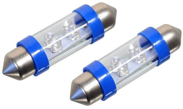 COMPASS - Žiarovka, 4 LED, 12 V, suf. 11X39 SV8.5, modrá, 2 ks